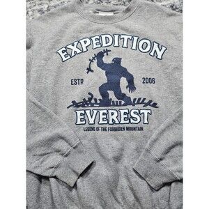 Vintage Disney Parks Sweatshirt Mens M Gray Expedition Everest Forbidden Kingdom